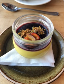 A delicious custard with bee pollen, macerated cherries and general deliciousness.
