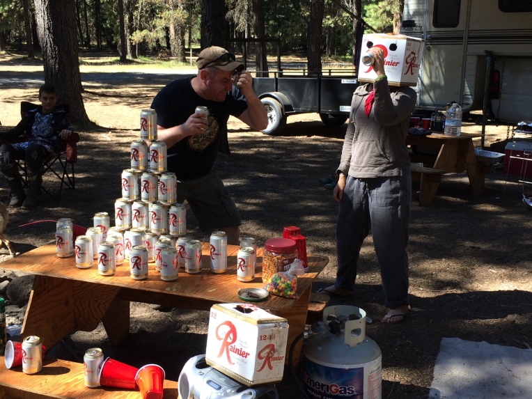 We're responsible campers. All cans were recycled after being CRUSHED WITH OUR HEADS!