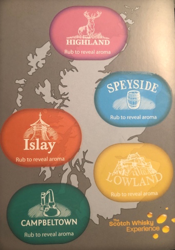It's a scratch-n-sniff of the five whisky distilling regions!