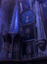Moody decor of Dumbledore's study...