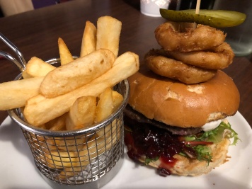 A delicious venison burger at the Isles Inn