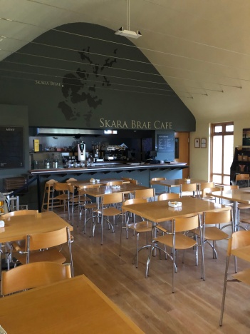 I like how the cafe interior pays homage to the rounded roofs of the Skara Brae homes.